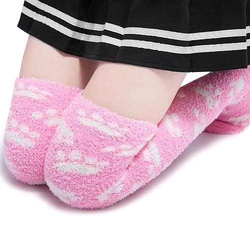 Littleforbig Cute Coral Fleece Thigh High Long Paws Pattern Socks 2 Pairs thumbnail 4