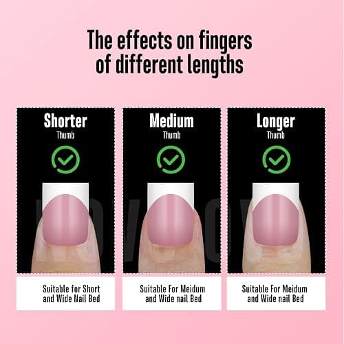 NOVO OVO Short Sharp Square White French Tip Nail Tips Press on BERRY PINK, Need Builder Gel Top Coat Nail Glue,Soft Gel Fake Nail Extension, Full Cover False Nails for Salon DIY x15 Sizes 240 pcs thumbnail 7