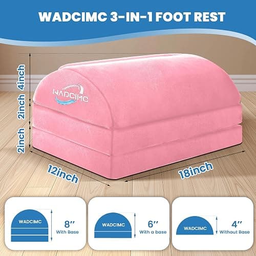 WADCIMC Foot Rest for Under Desk at Work, Warmer Feet Pocket Footrest,Foot Stool with Washable Cover,Comfortable Footrest with 3 Adjustable Heights, for Office Gaming Chair, for Leg Support, XL(18IN) thumbnail 4