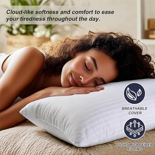 Favocama Pillows Standard Size Set of 4 Hotel Collection Bed Pillow for Sleeping Pillows 4 Pack for Back, Stomach or Side Sleepers Soft and Supportive Washable Pillows for Bedroom - White - Standard(Pack of 4) thumbnail 3