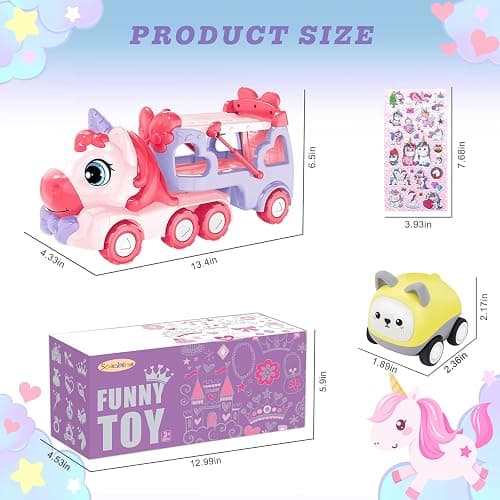 seveclotree 7 in 1 Carrier Truck Toy Cars for Toddlers 1-3, With Lights & Music, Toddler Toys Age 2-4, Gifts for 1 2 3 Year Old Girls Birthday thumbnail 3