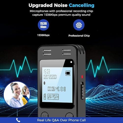 128GB Digital Voice Recorder for Lectures Meetings - EVIDA 9296 Hours Voice Activated Recording Device Audio Recorder with Playback,Password thumbnail 2