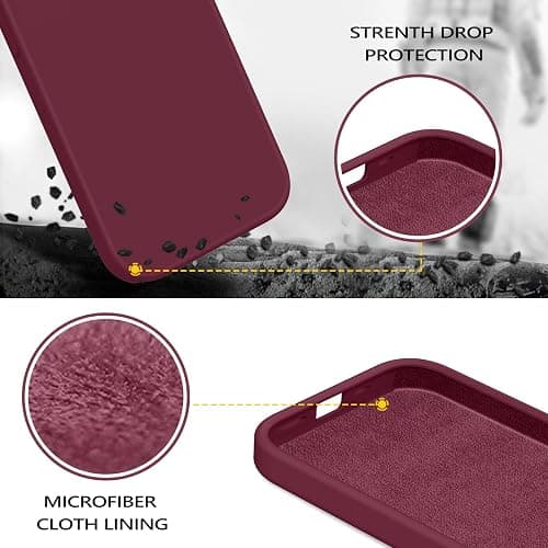 GUAGUA Case for iPhone 14 6.1-inch Liquid Silicone Soft Gel Rubber Slim Thin Microfiber Lining Cushion Texture Cover Shockproof Protective Cases for iPhone 14 2022 Burgundy thumbnail 3