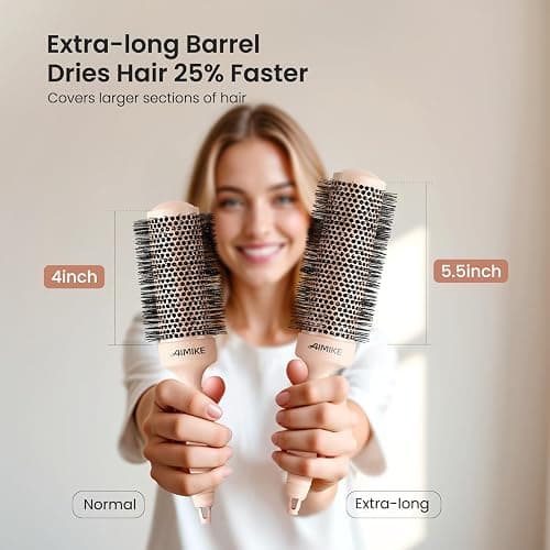 AIMIKE Round Brush for Blow Out, Extra Long Round Hair Brush w/Nano Thermal Ceramic & Ionic Tech, for Blow Drying & Styling, Curling and Shine - Barrel 1.7 inch thumbnail 3