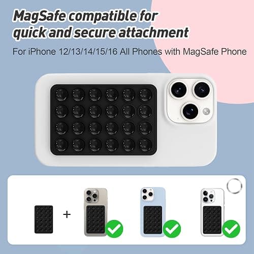 Magnetic Suction Phone Mount for MagSafe Case,Silicone Sticky Phone Grip Holder for iPhone,Removable Hands-Free Selfie/Video for TikTok & Instagram Influencer/Creator (Black) thumbnail 6
