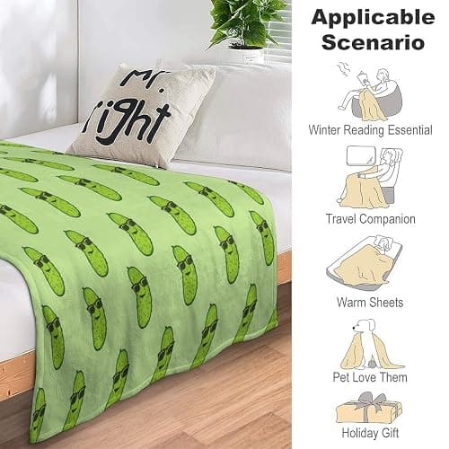 Pickle Blanket for Girls - 60x80 Inches Twin Size - Soft Fuzzy Plush Throws Gift - Green Funny Throw Blanket for Bed, Couch, Living Room thumbnail 8
