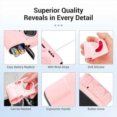 PROfezzion for Kodak PIXPRO FZ45 Silicone Case Protective Cover, Pink | Glass Screen Protector and Wrist Strap Included, Slim Fit, Jacket Sleeve Accessories, Fits Kodak FZ45 Digital Camera thumbnail 5