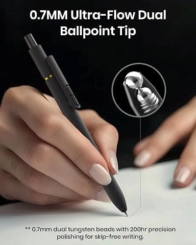 Hiacry 8 Pcs Gel Pens - 0.7mm Medium Point Smooth Writing Black Ink, Quick-Dry Long Lasting Fidge Pens, School & Office Supplies for Men Women - Classic-0.7mm-Black Ink thumbnail 3