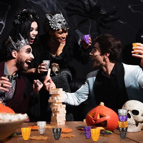 Honeydak 20 Pieces Skull Shot Glasses Plastic Halloween Party Drinkware | 1.86 Oz/ 55 ML, Plastic Reusable Unbreakable Shot Cups， Halloween Party Favors Skeleton Decorations, for Vodka Spirits thumbnail 6