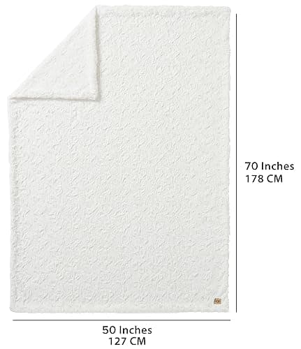 UGG 10483 Adalee Soft Faux Fur Reversible Accent Throw Blanket Luxury Cozy Fluffy Fuzzy Hotel Style Boho Home Decor Soft Luxurious Blankets for Couch, 50 x 70-inch, Natural - Throw - Ivory thumbnail 4