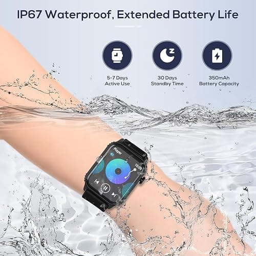 Smart Watch for Men, 120 Sports Modes Smartwatch with 1.83" HD, Alexa Built-in, Heart Rate/Sleep Monitor, IP67 Waterproof, Bluetooth Call & Music Control Fitness Watch for iPhone/Android (Black) thumbnail 6