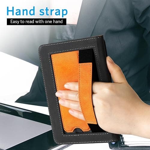 CoBak Case for 6" E-Reader - PU Leather Smart Cover with Auto Sleep/Wake & Hand Strap, not Compatible with Kobo Clara,Orange thumbnail 3