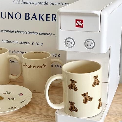 Heardbeli Cute Vintage Cartoon Bear Mugs Ceramic Coffee Mug Water Cup 350ml/12oz Funny Novelty Gift for Women Girls thumbnail 4