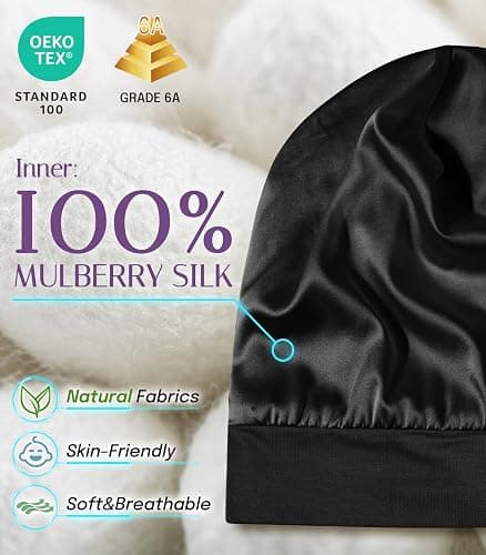 OLESILK Silk Baby Bonnet for 0-6 Months - 100% Mulberry Silk Toddler Hair Bonnet, Adjustable Night Cap for Sleeping thumbnail 2