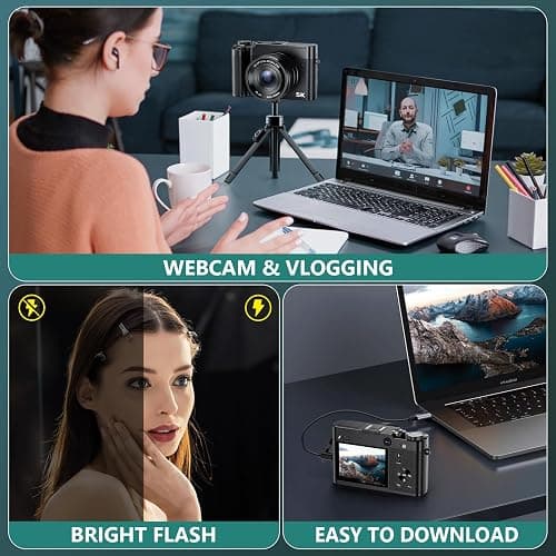 5K Digital Camera, 64MP Cameras for Photography with 6X Optical Zoom & Autofocus, WiFi Vlogging Camera for YouTube Video, Dual-Lens, 2 Batteries, 64GB Card & Flash, Best Cameras for Content Creators thumbnail 6