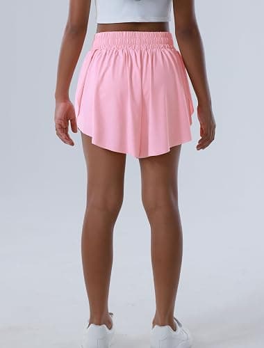 Yitoco 2-3 Pack Girls Flowy Butterfly Shorts with Pockets Liner 2 in 1 Skirt for Fitness, Athletic Running Sports thumbnail 2