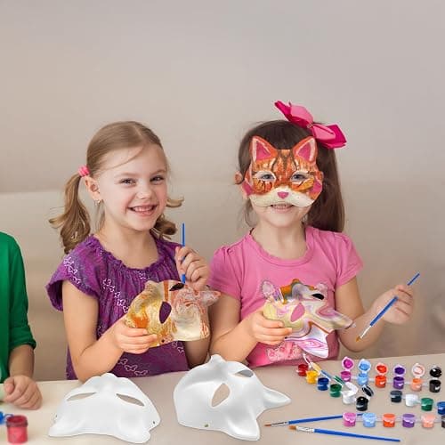 MAELSTROM 30Pcs Cat Mask Base With Strap - Blank to Paint, Therian Halloween Animal Mask for Party Costume thumbnail 9