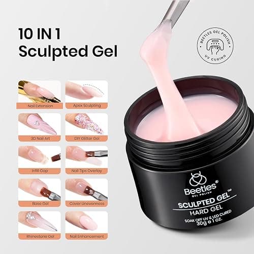 Beetles Builder Gel for Nails-10 in 1 30g *3 Colors Builder Gel Nail Kit Nail Extension Clear Nude Pink Hard Gel Sculpted Gel with Base Top Coat Nail Forms Nail Pen Nail Art Manicurist Gift for Women - 0-0-Builder Sculpture Gel Kit thumbnail 2