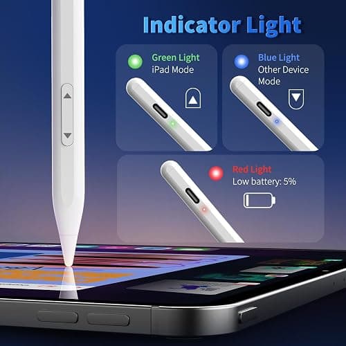 iPhone iPad Pencil for iOS & Android Touch Screens, New Designed 15 Mins Fast Charge Universal Stylus Pen for Apple iPad Pro, Air, Mini, (Palm Rejection) iWatch, iPhone, Samsung, Tablet All Devices thumbnail 6