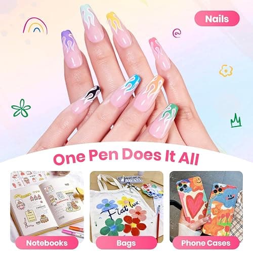 Beetles 12 Colors Nail Art Pens, 0.7mm Fast Color Filling Nail Polish Pens | Quick Air Drying Acrylic Paint Markers for Nail Art Design Smooth Painting Dots Liner Lettering, DIY Home Salon Nail Art Tool thumbnail 8