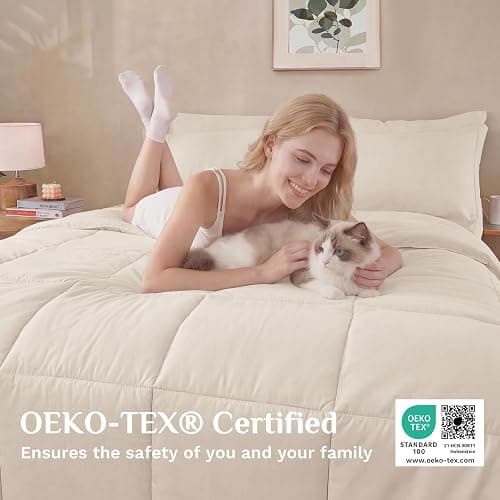 JOLLYVOGUE Queen Comforter Set, Ultra-Soft Bed in a Bag Queen Size 7 Pieces, Oeko-TEX Certified Bedding Set with Down Alternative Comforter, Sheets, Pillowcases & Shams, Beige thumbnail 5