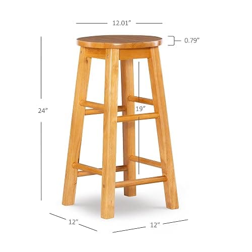 Linon Natural Barstool with Round Seat, 24-Inch thumbnail 4