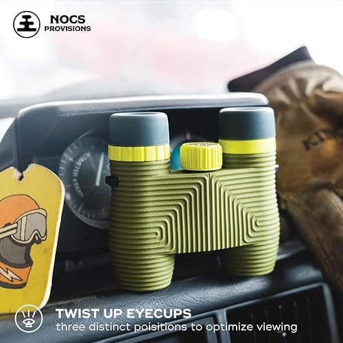 Nocs Provisions Standard Issue 10x25 Waterproof Binoculars, 10X Magnification, Bak4 Prism, Wide View Multi-Coated Lenses for Bird Watching, Hiking & Backpacking - Olive Green thumbnail 6