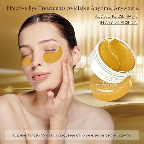 YOYORY Hydrogel Eye Patches for Dark Circles, Puffy Eyes & Wrinkles - Collagen & Hyaluronic Acid Infused Under Eye Masks, Hydrating Firming Care, Fine Lines,Eye Bags Reduction (60 Pcs) Gold thumbnail 3