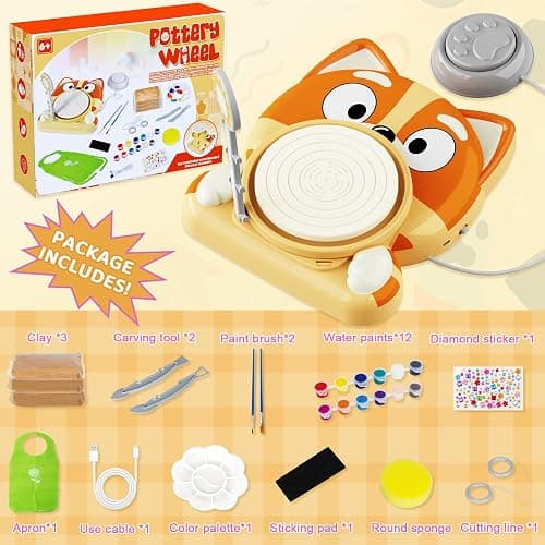 Pottery Wheel for Kids, Complete Pottery Kit for Beginners, Arts and Crafts for Kids Ages 8-12, with Air Dry Clay Painting Kit Sculpting Tools, Birthday Gift for Boys Girls 6 7 8 9 10 11 12 (Dog) thumbnail 2