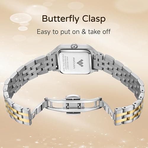 AMOVAN Vintage Gold Watches for Women Small Wrist - Arabic Numeral Dial, Rectangular Quartz Watch, Dainty Ladies Wrist Watch for Mother's Day Valentine's Day Anniversary Birthday thumbnail 3
