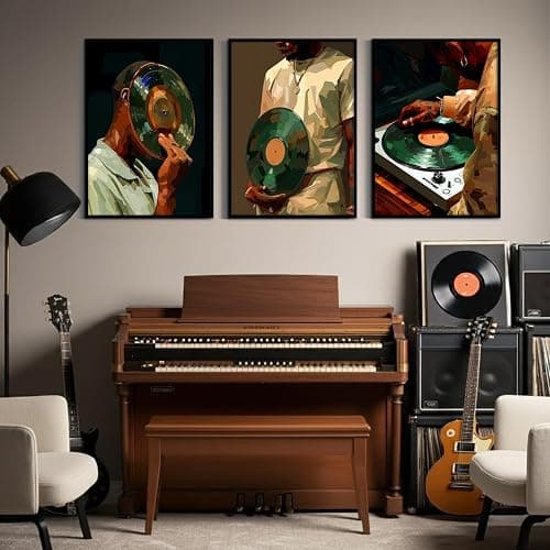 Black Man Wall Art African American Men Canvas Wall Decor Black People DJ Poster Hip Hop Music Pictures Fashion Male Artwork Modern Prints Culture Painting for Bedroom Living Room 12x16 Inch Unframed thumbnail 4