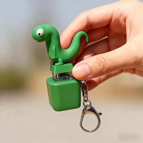 Lizard Button Keychain,Rechargeable Animal Keychains with Sound and Colorful Lights,Fidget Toys Adults Anxiety Relief thumbnail 4