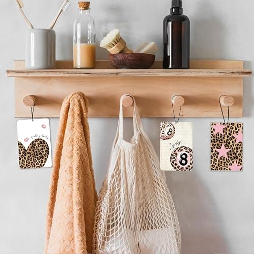 ChenCraty Coquette Pink Leopard Print Lavender Car Air Freshener 4 Pcs, Girly 8 Ball Star Cheetah Air Freshener Hanging Decor for Cars Closet Drawer Books, Cute Accessories Gifts for Women Girls thumbnail 5