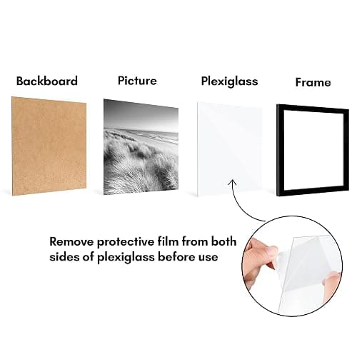 Americanflat 12x12 Picture Frame with Polished Plexiglass - Set of 5 - Galleria Collection - Square Frames for Wall Display - Black thumbnail 5