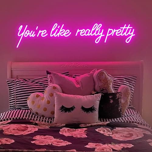 30IN Large You're Like Really Pretty Neon Sign, Dimmable Pink Handmade Led Neon Light for Salons, USB Power Bathroom Bedroom Girls Makeup Room Bachelorette Party Home Birthday Gift - Image 1