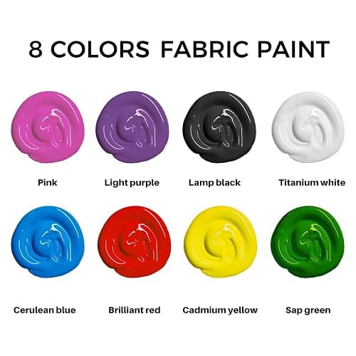 Artecho Fabric Paint Set - 8 Colors (20ml / 0.7 oz Each) Permanent Clothing Paint for DIY T-Shirts, Tote Bags & Canvas, Washable & Flexible Textile Paint thumbnail 4