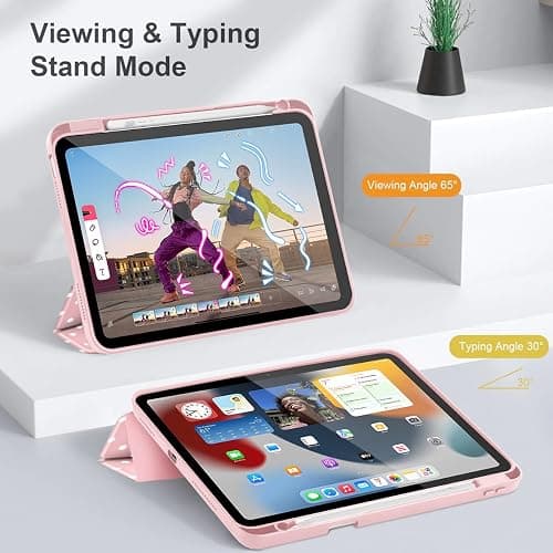 Tuiklol Case for iPad 11 inch (A16 Chip) 2025 Gen 11th / iPad 10.9 inch 2022 10th Gen, Buit in Pencil Holder with Shockproof Cover Clear Transparent Back Shell Auto Wake/Sleep,Spot-Pink thumbnail 7