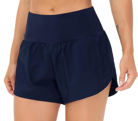 THE GYM PEOPLE Womens High Waisted Running Shorts Quick Dry Athletic Workout Shorts with Mesh Liner Zipper Pockets - Image 1