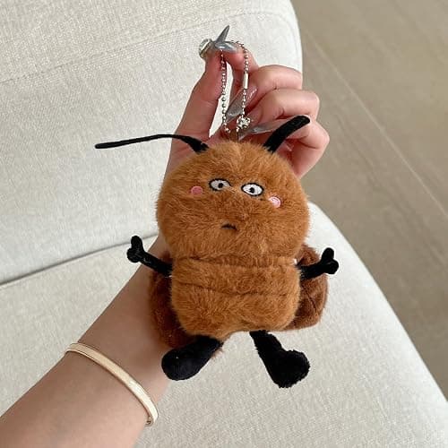 Yatchen Furry Case for AirPods 3,Funny Cute 3D Cartoon Plush Kawaii Cockroach Brown Fluffy Soft Warm for AirPods 3rd Generation Carrying Charging Box with Keychain Protector thumbnail 2