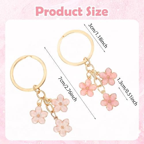 Ouligay 2pcs Cute Keychain Flower Gold Keychain Bag Charm Cute Car Accessories Keys Bag Accessories For Women Gift thumbnail 3