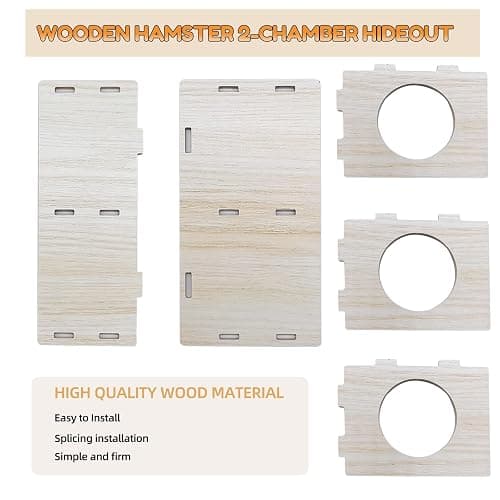 Hamiledyi Wooden Hamsters 2-Chamber Hideout-Tunnel Multi Chamber Exploring Toy Hamster Hiding Maze Tunnel Toy Platform Stuff Cage Accessories for Gerbil Rat Mice thumbnail 3