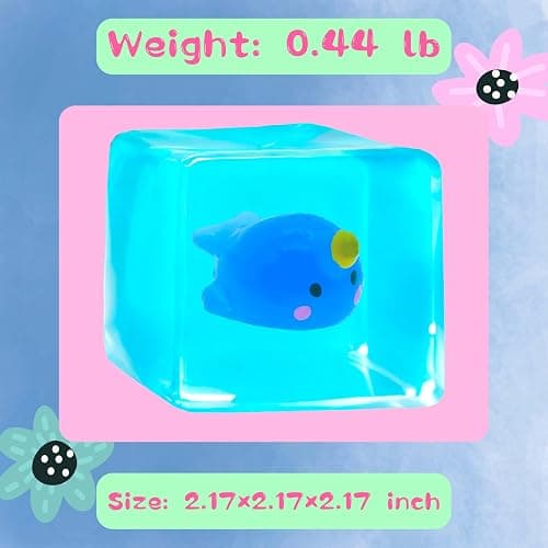 Cube Fidget Toy with Maltose Filling - Glow-in-The-Dark Unicorn Whale Inside, Squishy Sensory Toy, Stress Relief Toy for Halloween, Christmas & Birthday Gift thumbnail 6