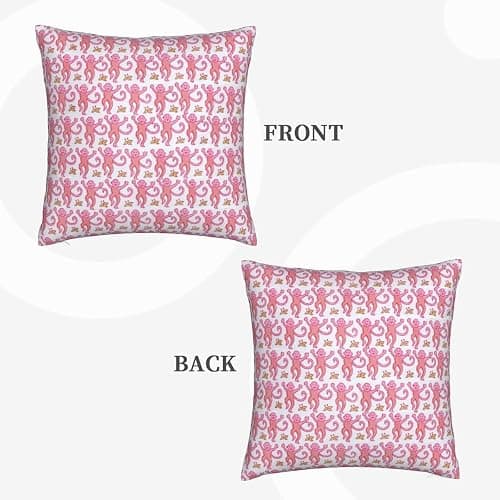 Dycica Pink Rabbit Monkeys Pillow Case Square Soft Pillowcase Throw Pillow Cover Home Decor for Living Room Sofa Car Cushion Cover 18''X 18'' thumbnail 4