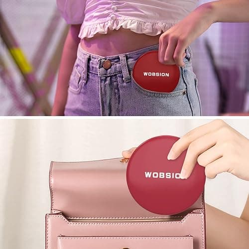 wobsion Travel Mirror with Light, 1x/10x Compact Magnifying Mirror,Handheld 2-Sided Pocket Mirror,Led Small Makeup Mirror,3.5in Compact Mirror for Purses,Travel Size Mirror for Handbag,Gift,Wine Red thumbnail 8
