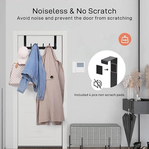 Optish Over The Door Hooks, Door Hanger Hooks for Hanging, Over The Doors Towel Racks for Bathroom with 12 Coat Hook, Coat Rack Dorm Essentials Bathroom Accessories（1 Pack, Black） thumbnail 3