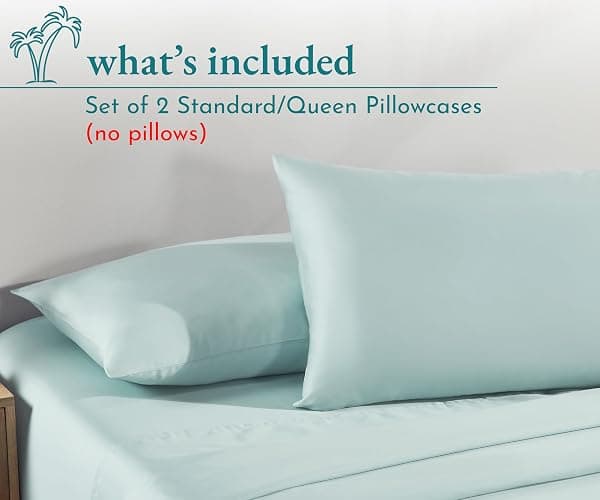 California Design Den 100% Cotton Pillow Cases Standard Size Set of 2, Soft Sateen Weave Pillowcase Set (Standard/Queen, Seafoam) thumbnail 3