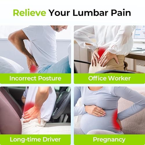 AUVON Lumbar Support Pillow for Office Chair with Patented Bulge for Lower Back Support, Ergonomic Office Home Essentials Improve Posture, Memory Foam Chair Cushion with Straps for Home, Office, Car thumbnail 3