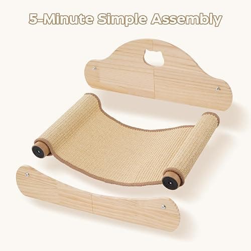 Avont Sisal Cat Scratcher Bed for Indoor Cats, Solid Wood Cat Scratching Lounge, No-Mess Horizontal Scratcher -Large thumbnail 8