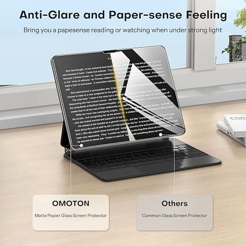 OMOTON PAPERSENSE Matte Screen Protector for iPad Air 11 Inch M3 2025 & M2 2024 (7th/6th Gen), Paper-layer Tempered Glass with Dust-free Installation Tray, Anti-glare, Apple Pencil Support, 2 Pack thumbnail 4