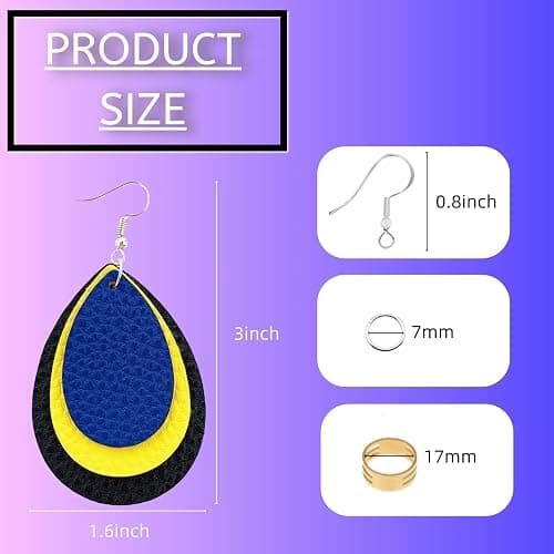 AOUXSEEM 181 Pcs Faux Leather Earrings DIY Making Kit Full Set, Contains 60 Already Cut Earring Pieces, 60 Earring Hooks, 60 Jump Rings, 1 Jump Ring Opener (Solid Color) thumbnail 5